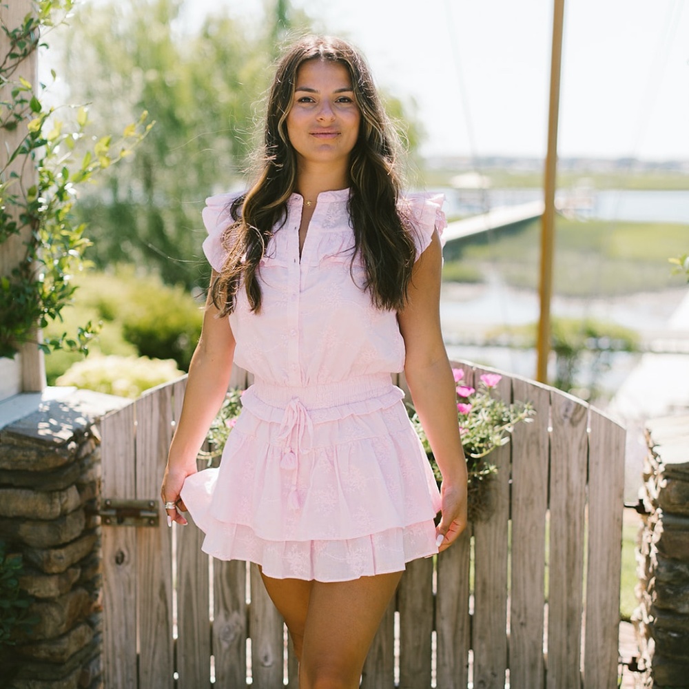 Light pink ruffle romper